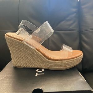 Torrid clear double strap wedge